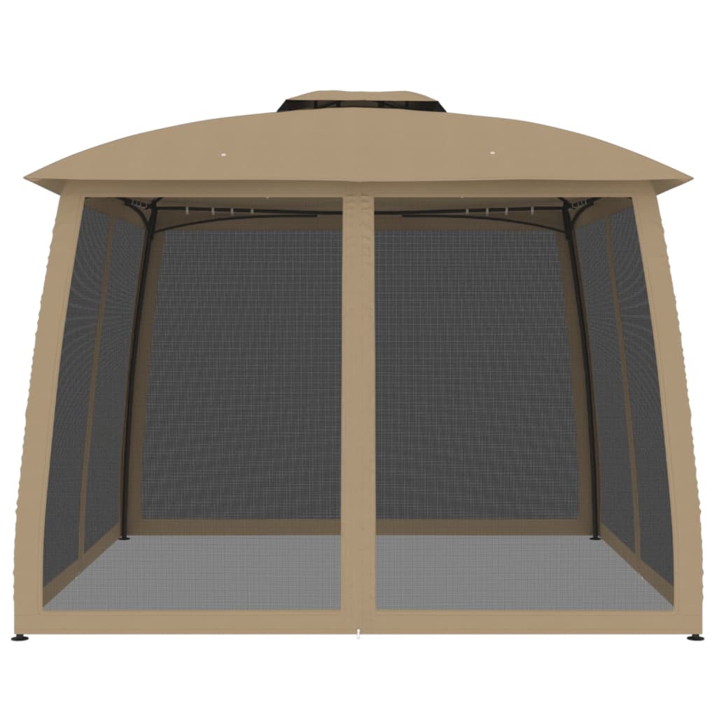 vidaXL Κιόσκι με Διπλούς Τοίχους/Δίχτυ Taupe 2,93x2,93 μ. από Ατσάλι