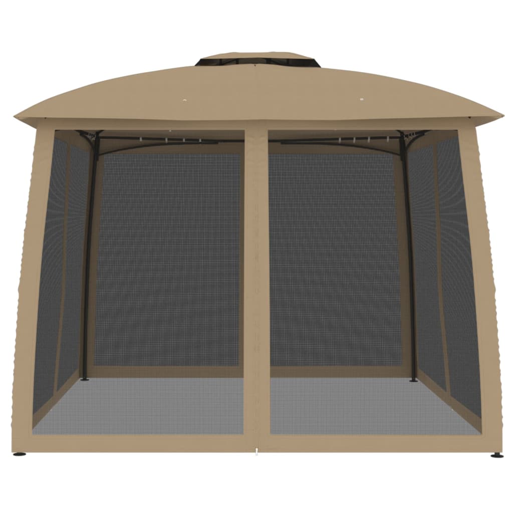 vidaXL Κιόσκι με Διπλούς Τοίχους/Δίχτυ Taupe 2,93x2,93 μ. από Ατσάλι