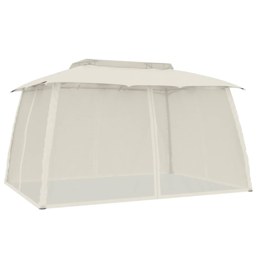 vidaXL Κιόσκι με Διπλούς Τοίχους/Δίχτυ Κρεμ 3,93x2,93 μ. από Ατσάλι