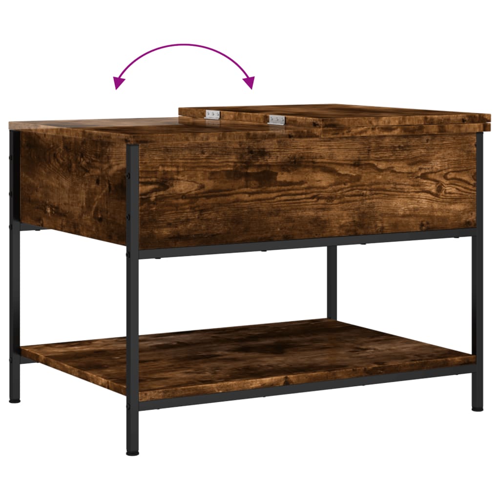 vidaXL Τραπεζάκι Σαλονιού Καπνιστή Δρυς 70x50x50 εκ. Επ. Ξύλο&Μέταλλο