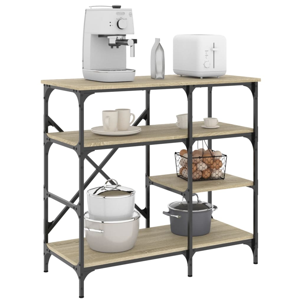vidaXL Ραφιέρα Κουζίνας Sonoma Δρυς 90x40x84 εκ. Επ. Ξύλο & Μέταλλο