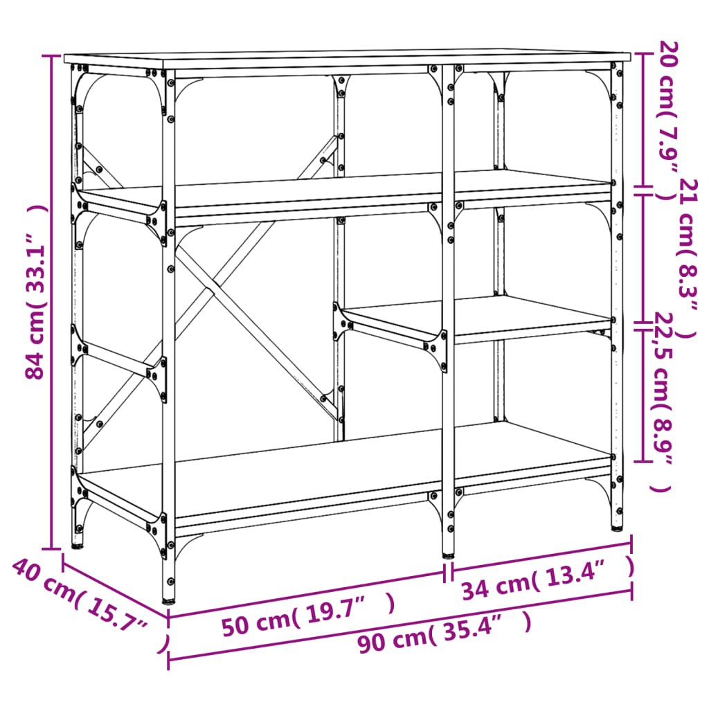 vidaXL Ραφιέρα Κουζίνας Καπνιστή Δρυς 90x40x84 εκ. Επεξ. Ξύλο/Μέταλλο