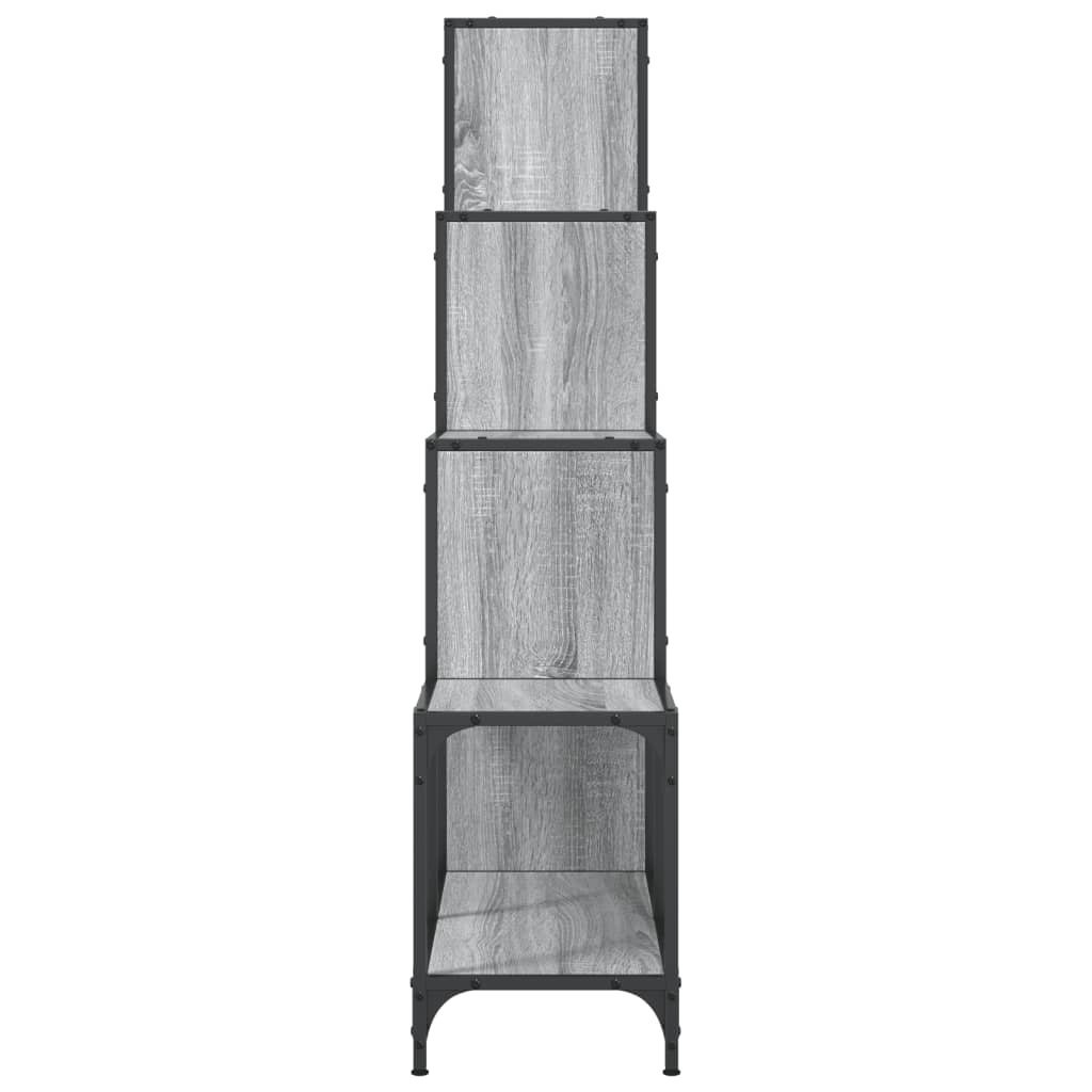 vidaXL Βιβλιοθήκη Γκρι Sonoma 122x30x132 εκ. Επεξεργ. Ξύλο & Μέταλλο