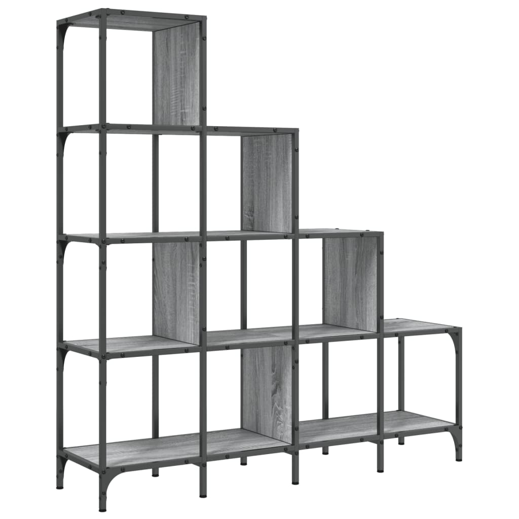 vidaXL Βιβλιοθήκη Γκρι Sonoma 122x30x132 εκ. Επεξεργ. Ξύλο & Μέταλλο