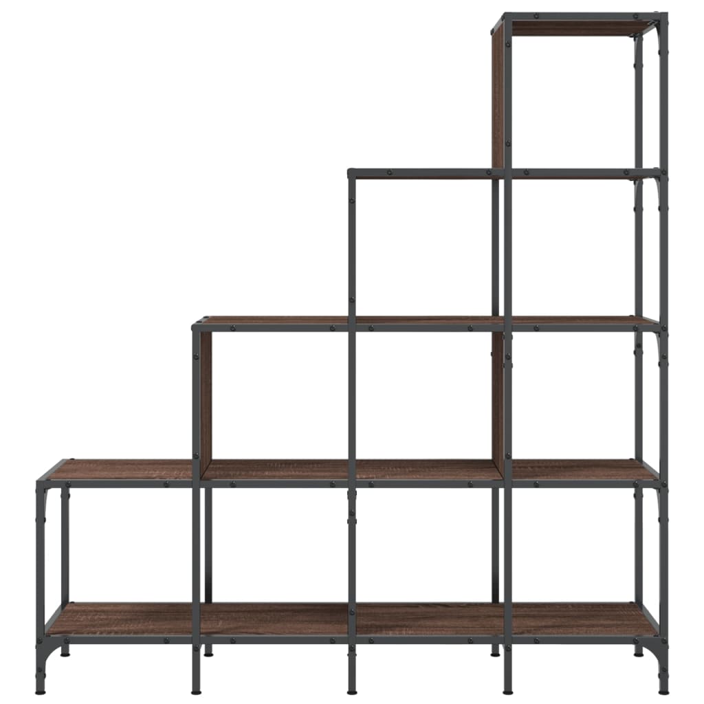 vidaXL Βιβλιοθήκη Καφέ Δρυς 122x30x132 εκ. Επεξεργ. Ξύλο & Μέταλλο