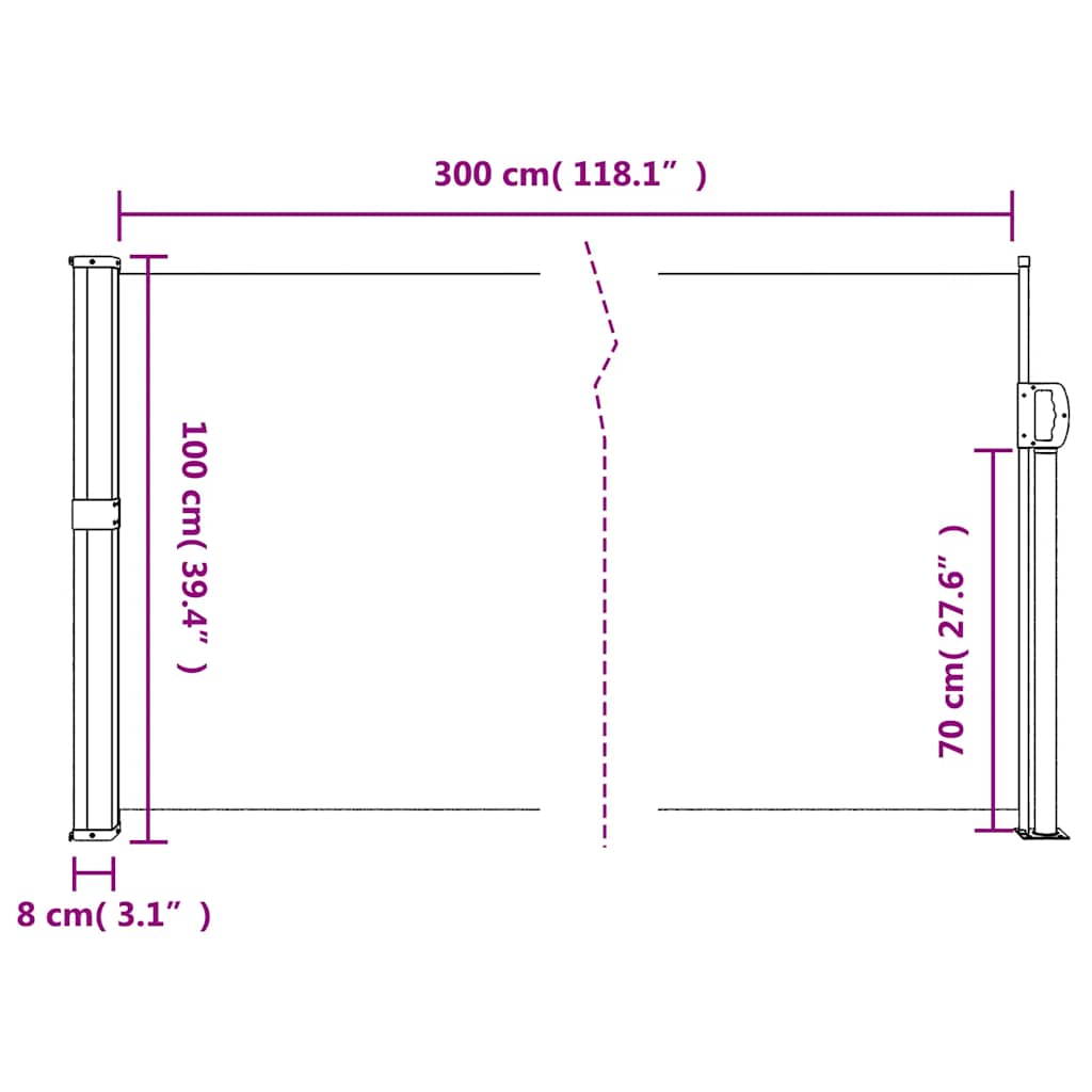 vidaXL Πτυσσόμενη Πλαϊνή Τέντα Ανθρακί 100x300 εκ.