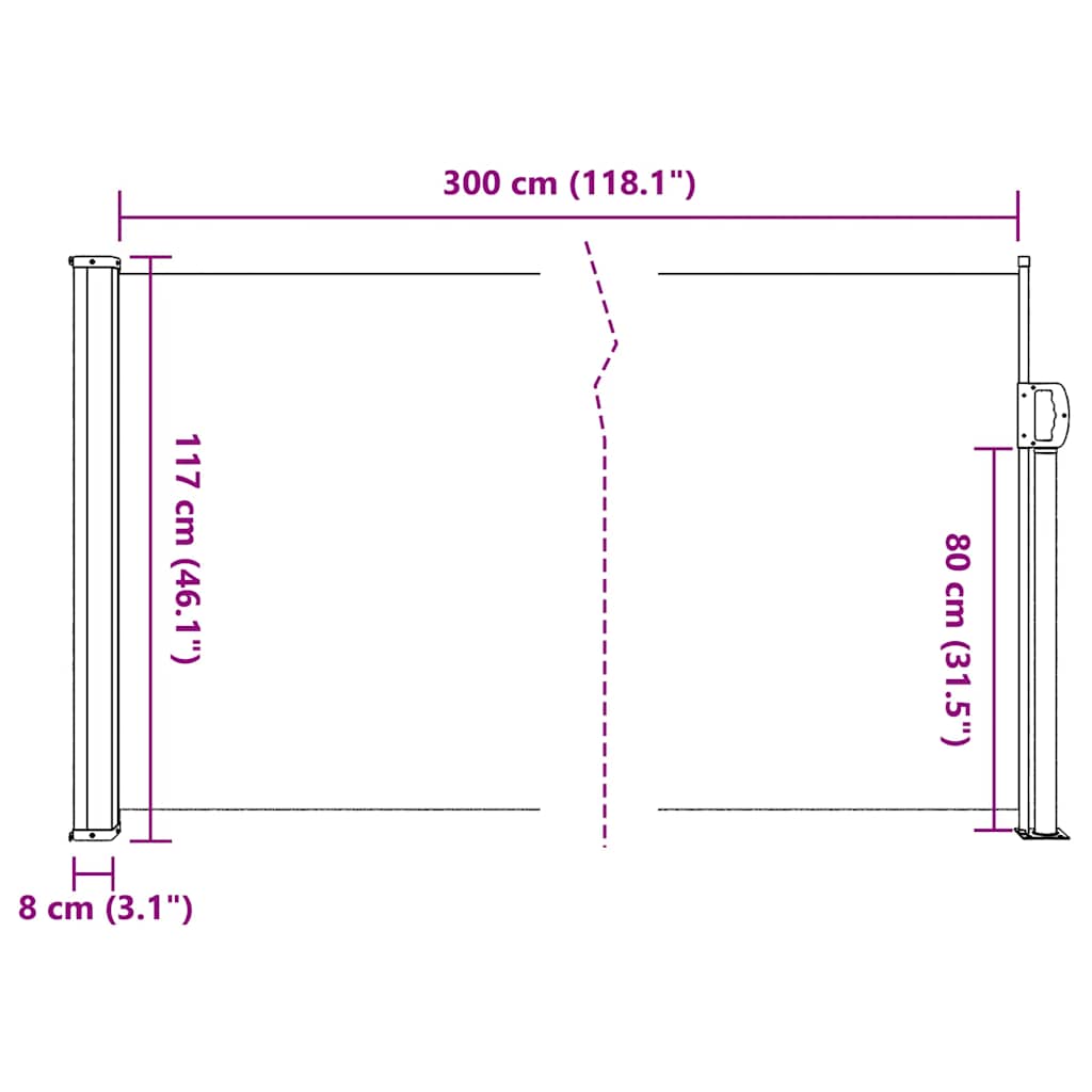 vidaXL Σκίαστρο Πλαϊνό Συρόμενο Μπλε 117 x 300 εκ.