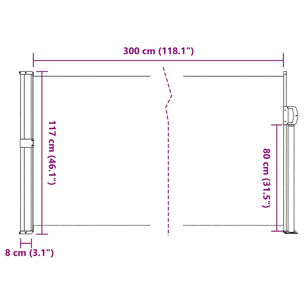 vidaXL Σκίαστρο Πλαϊνό Συρόμενο Taupe 117 x 300 εκ.