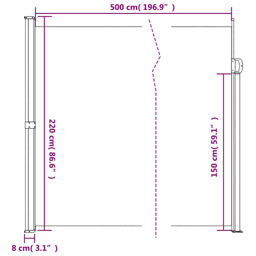 vidaXL Σκίαστρο Πλαϊνό Συρόμενο Ανθρακί 220 x 500 εκ.