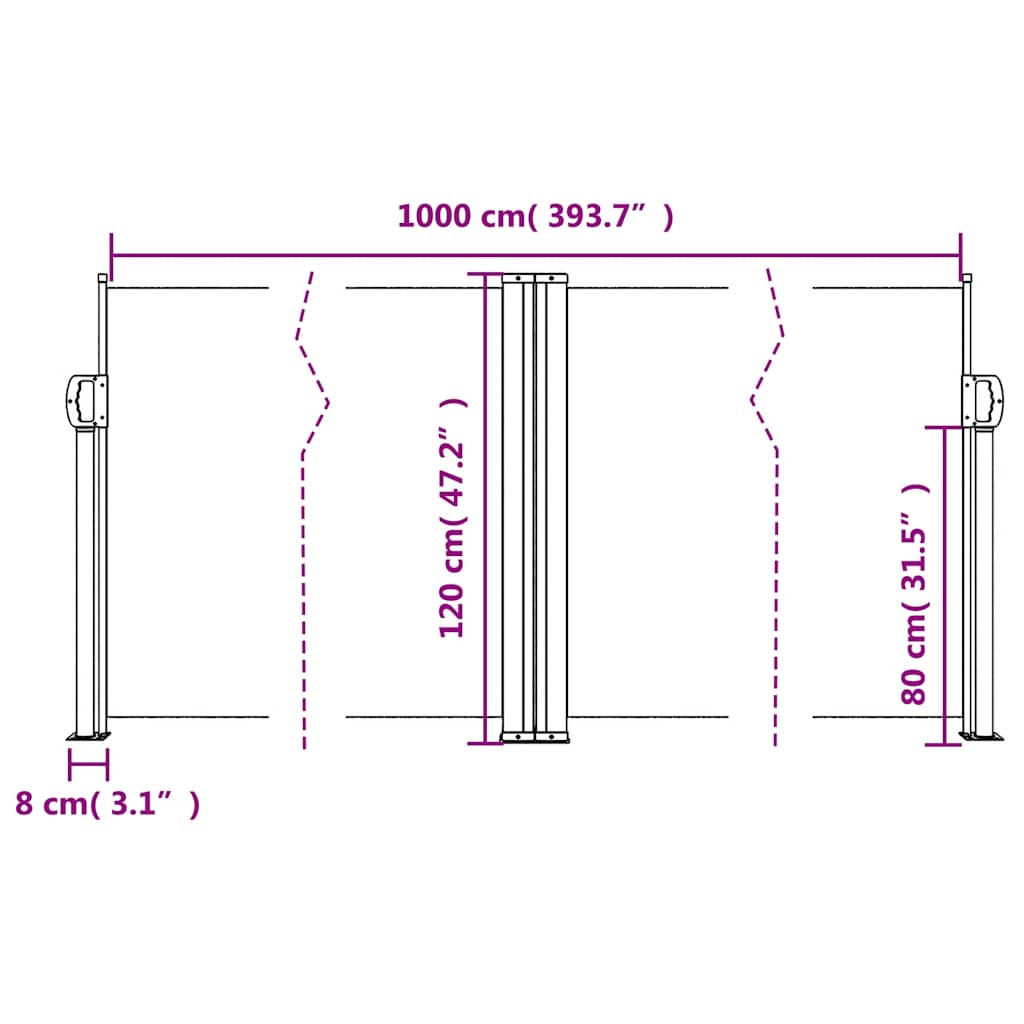 vidaXL Σκίαστρο Πλαϊνό Συρόμενο Μπλε 120 x 1000 εκ.