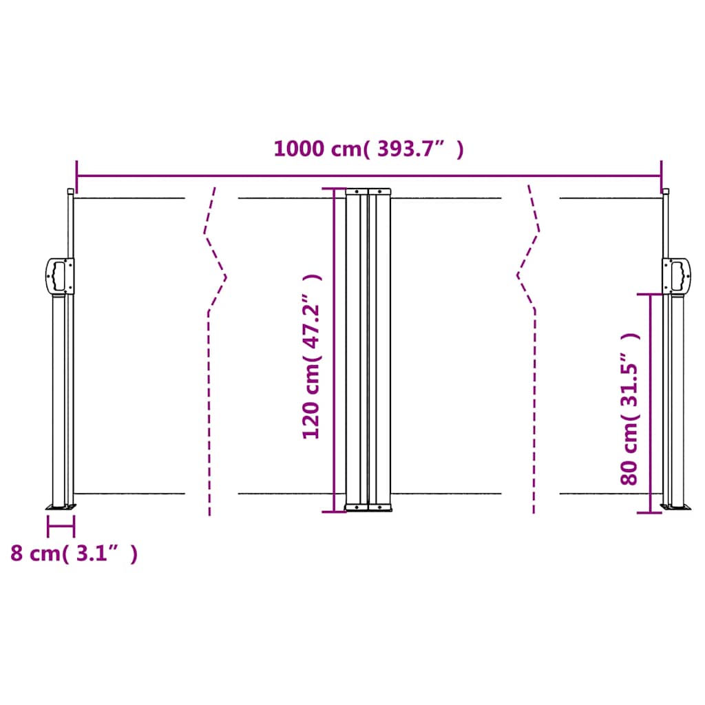 vidaXL Σκίαστρο Πλαϊνό Συρόμενο Τερακότα 120 x 1000 εκ.
