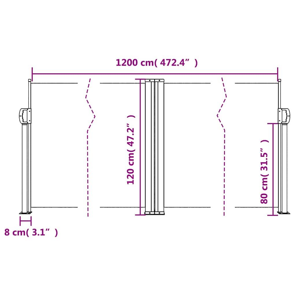 vidaXL Σκίαστρο Πλαϊνό Συρόμενο Τερακότα 120 x 1200 εκ.