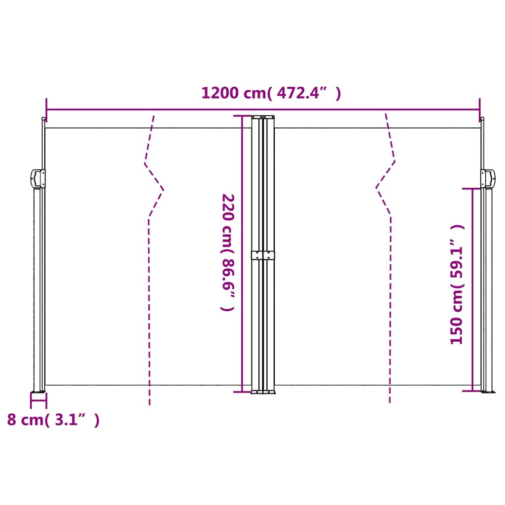 vidaXL Σκίαστρο Πλαϊνό Συρόμενο Ανθρακί 220x1200 εκ.
