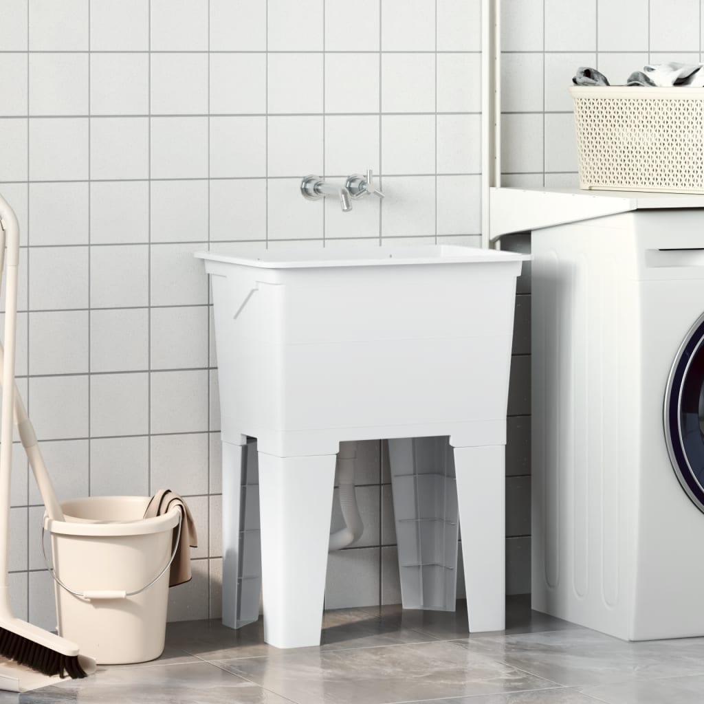 vidaXL Νιπτήρας Πλύσης Ρούχων Λευκός 59x41x75 εκ. από Ρητίνη