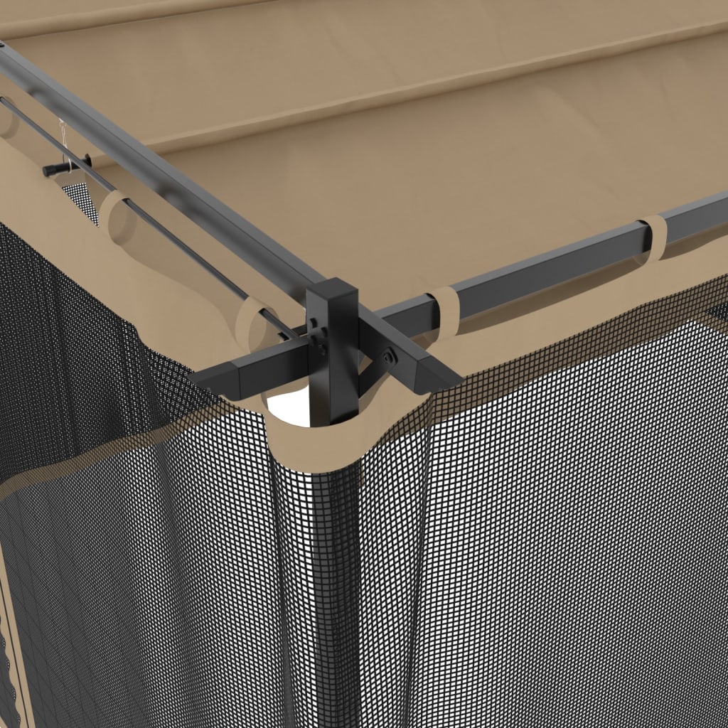 vidaXL Κιόσκι με Τοίχους από Δίχτυ Taupe 4x3 μ. από Ατσάλι
