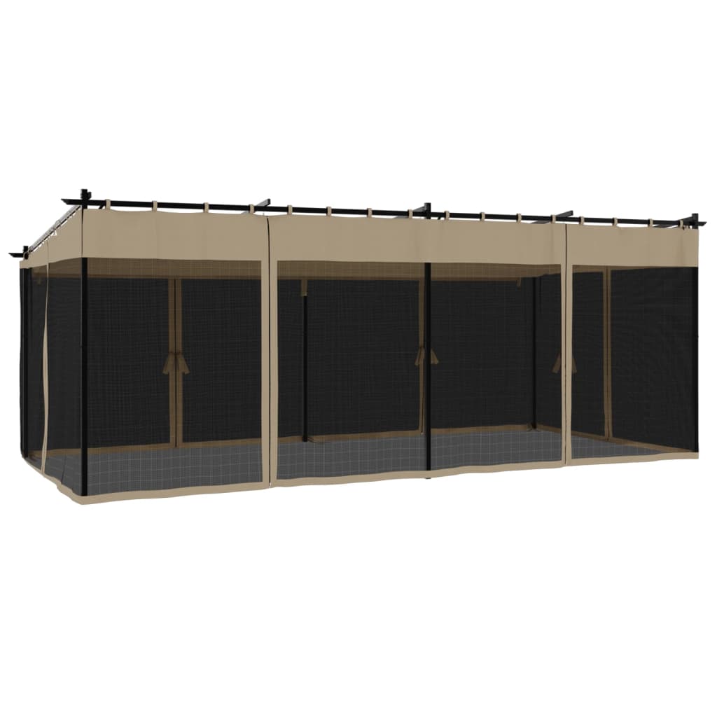 vidaXL Κιόσκι με Τοίχους από Δίχτυ Taupe 6x3 μ. από Ατσάλι