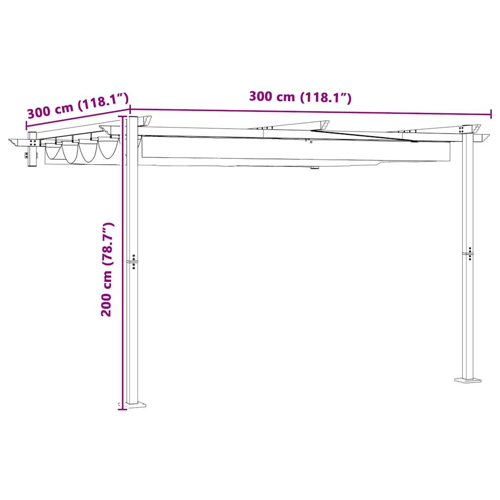vidaXL Γκαζέμπο τοποθετημένο στον τοίχο Κρεμ 3 x 3 m Ατσάλι