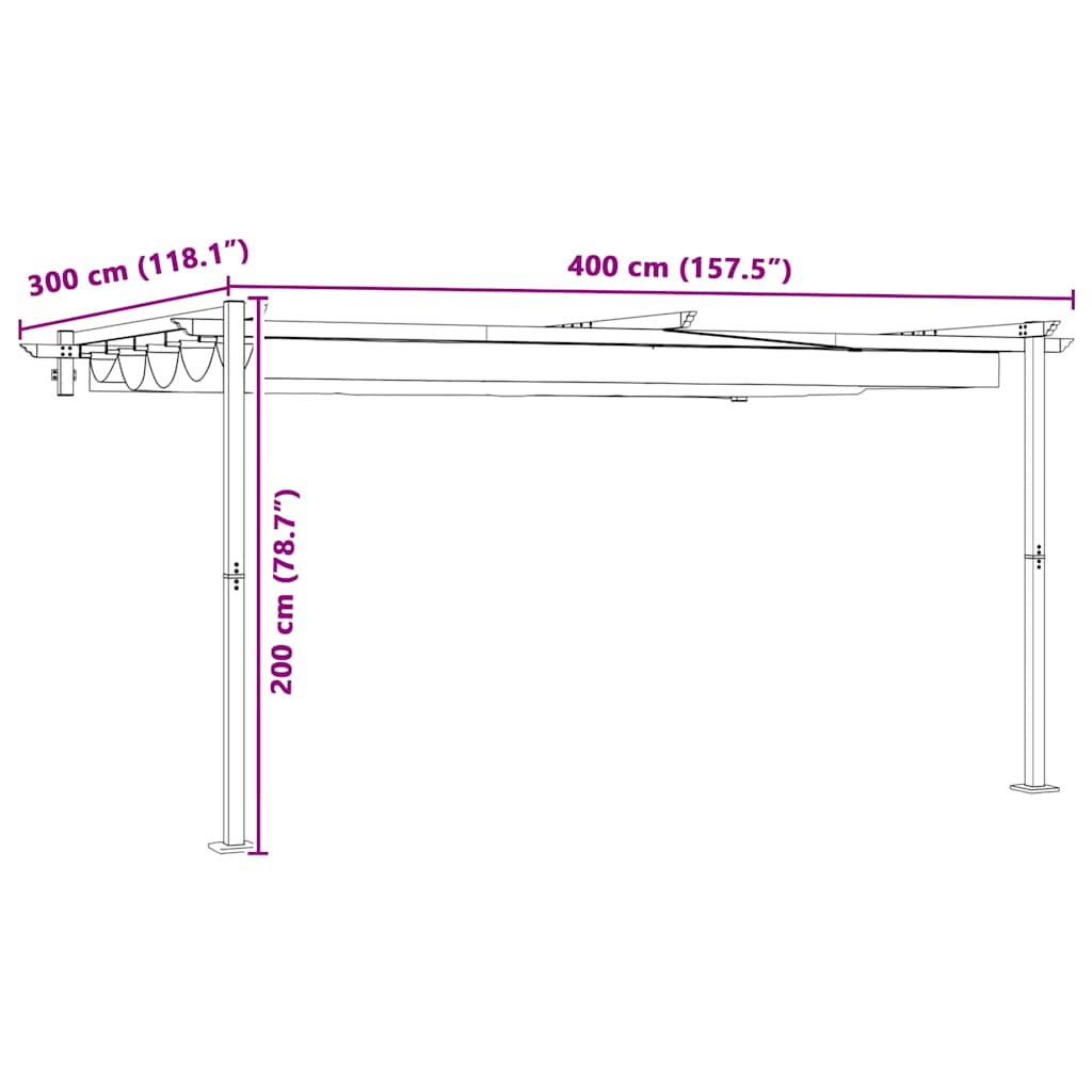 vidaXL Κιόσκι 400 x 300 x 200 εκ Ανθρακί Πολυεστέρας