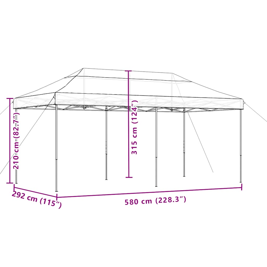 vidaXL Τέντα Εκδηλώσεων Πτυσσόμενη Pop-Up Μαύρο 580x292x315 εκ.