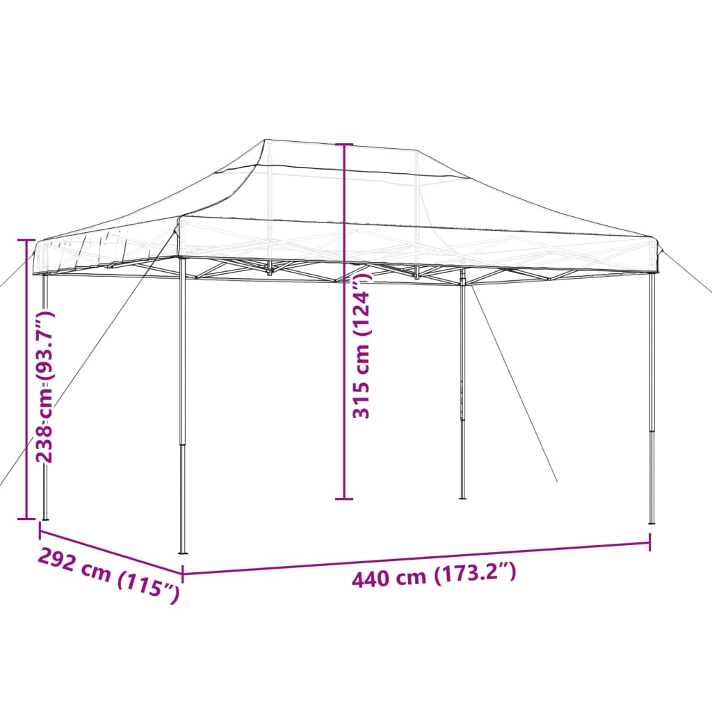 vidaXL Τέντα Εκδηλώσεων Πτυσσόμενη Pop-Up Τερακότα 440x292x315 εκ.