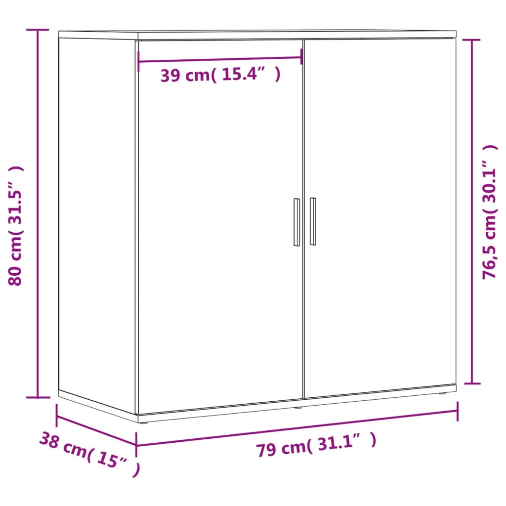 vidaXL Βοηθητικό Ντουλάπι Καπνιστή Δρυς 79x38x80εκ. Επεξεργασμένο Ξύλο