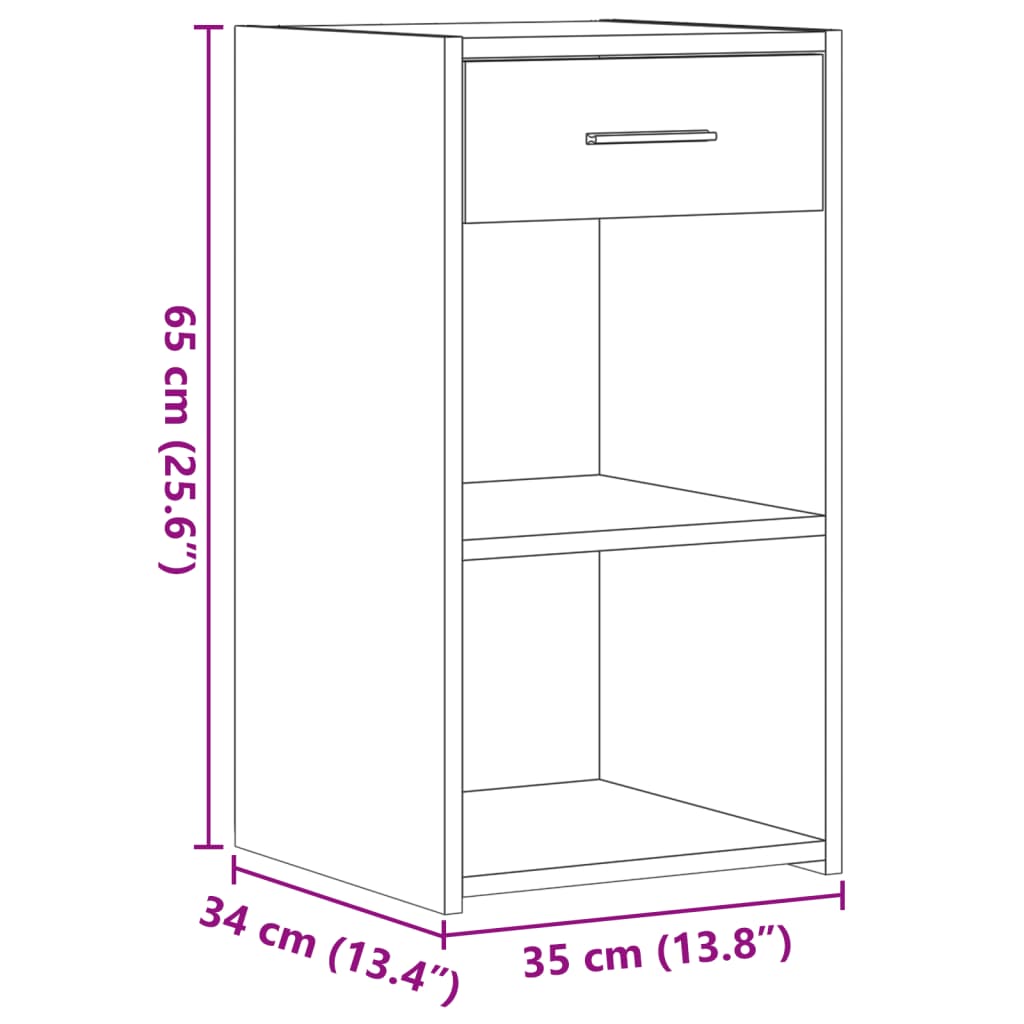 vidaXL Κομοδίνο Μαύρο 35x34x65 εκ. από Επεξεργασμένο Ξύλο