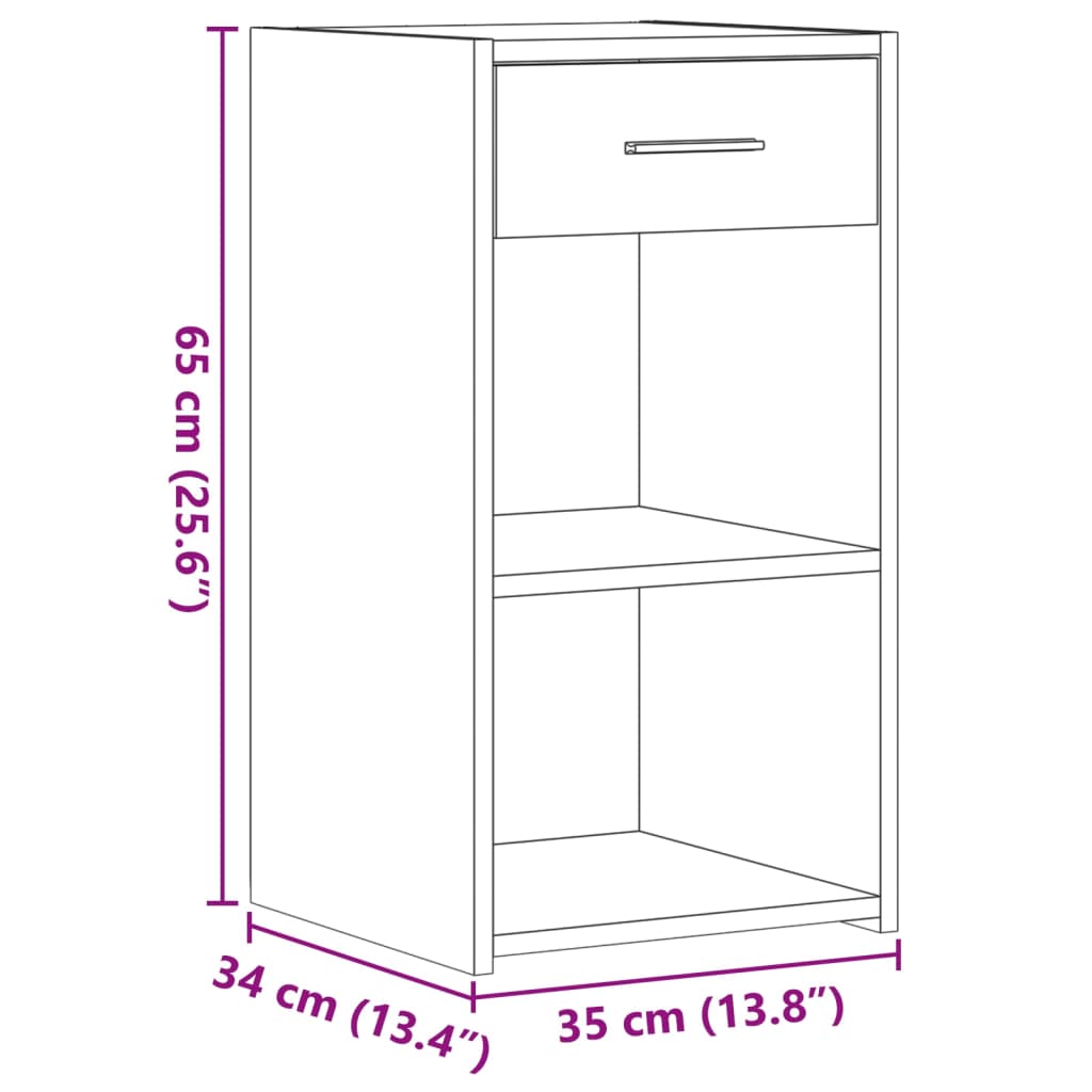 vidaXL Κομοδίνο Γκρι Sonoma 35x34x65 εκ. από Επεξεργασμένο Ξύλο