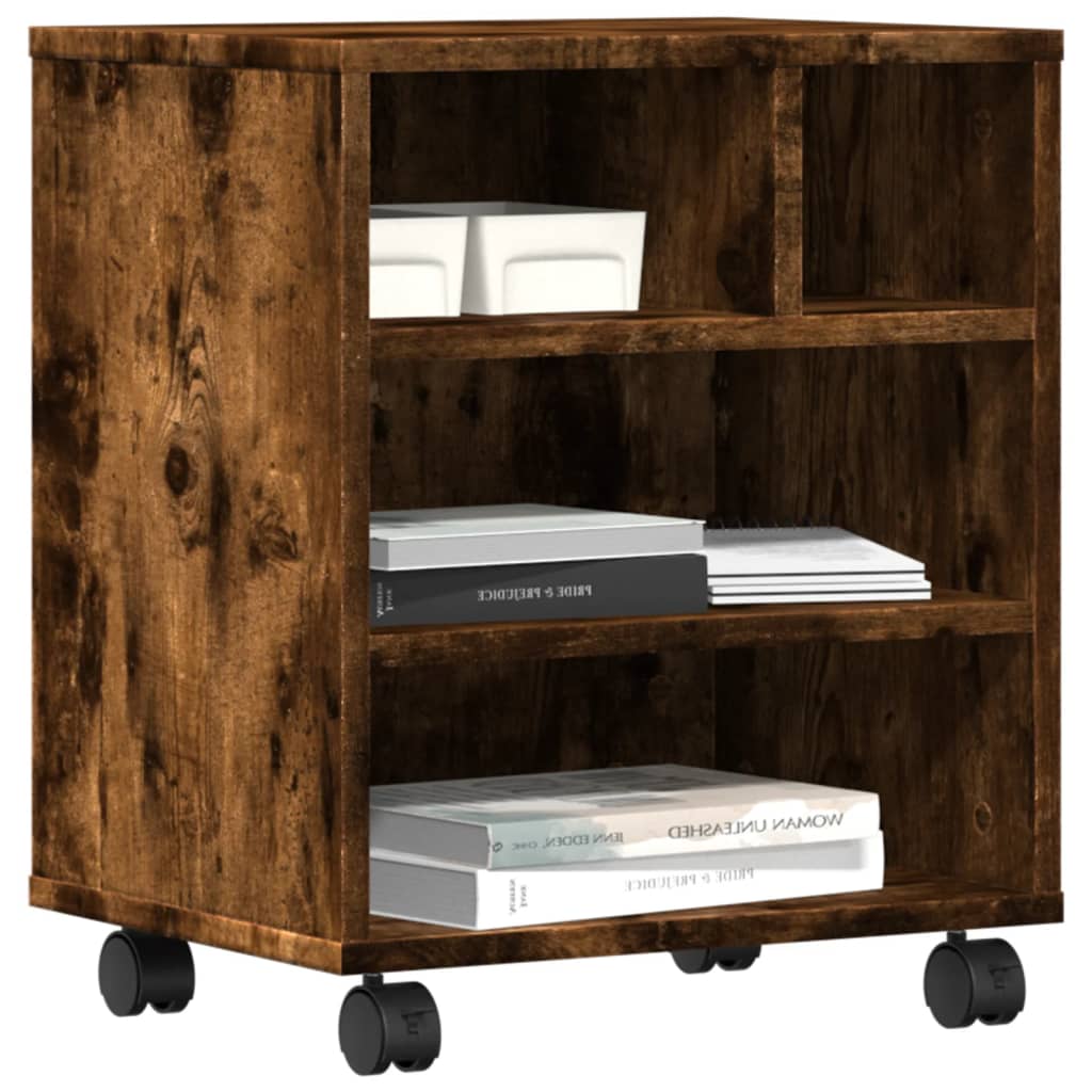 vidaXL Βάση Εκτυπωτή με Ρόδες Καπνιστή Δρυς 41 x 32 x 48 εκ.