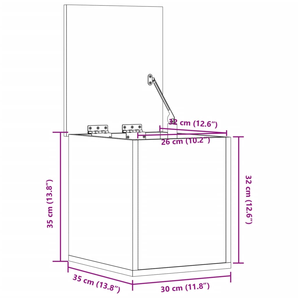 vidaXL Κουτί Αποθήκευσης Καπνιστή Δρυς 30x35x35 εκ. Επεξεργασμένο Ξύλο