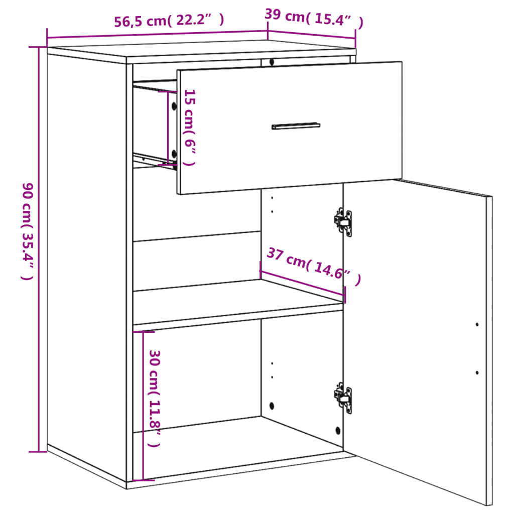 vidaXL Ραφιέρα με Ντουλάπια Καπνιστή Δρυς 56,5x39x90 εκ. Επεξ. Ξύλο