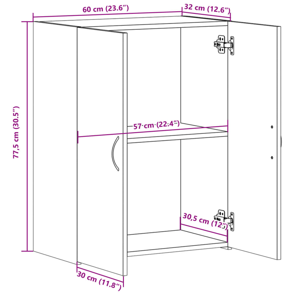 vidaXL Αρχειοθήκη Γκρι Σκυρ. 60x32x77,5 εκ. Επεξεργασμένο Ξύλο