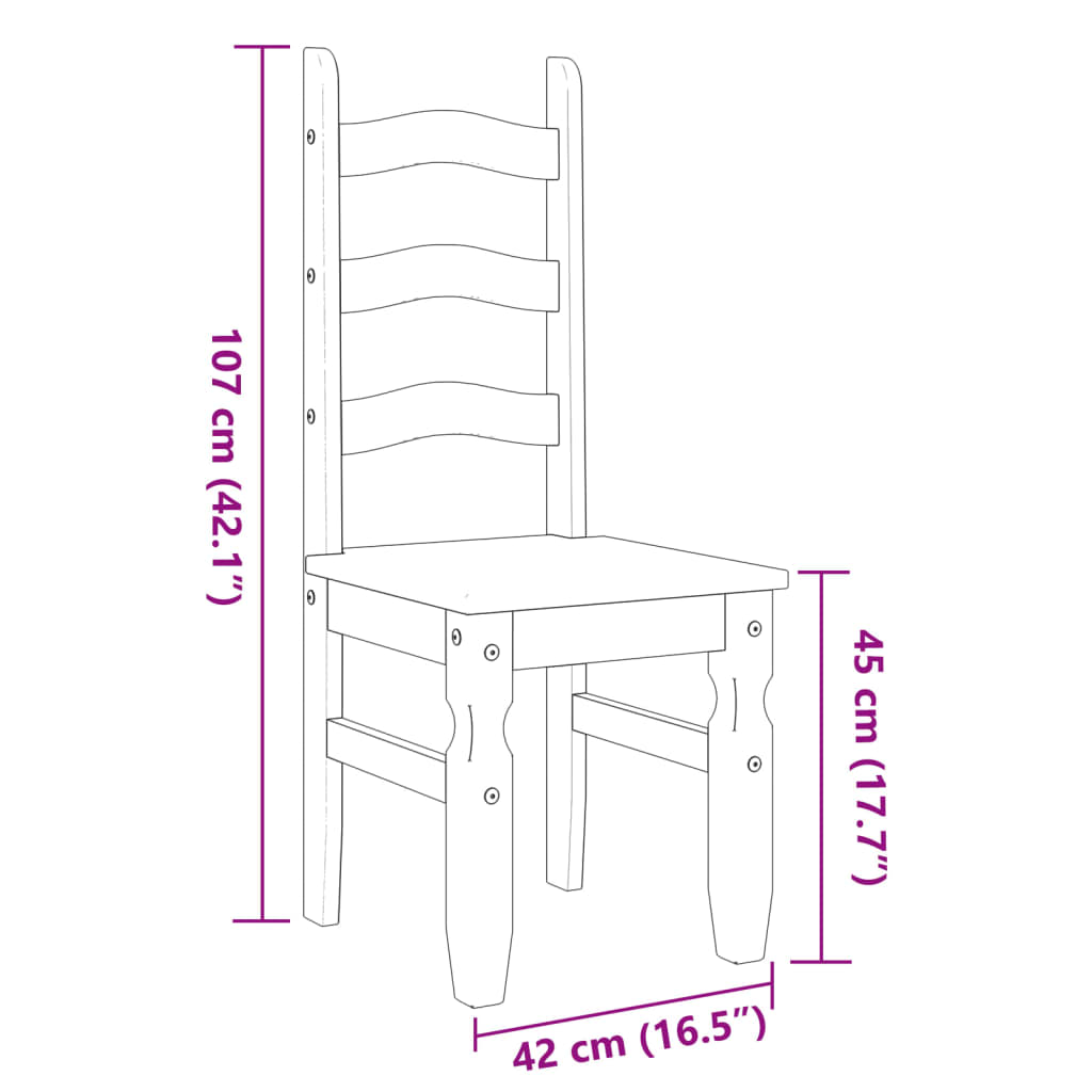 vidaXL Καρέκλες Τραπεζαρίας Corona Γκρι 42x47x107εκ. Μασίφ Ξύλο Πεύκου