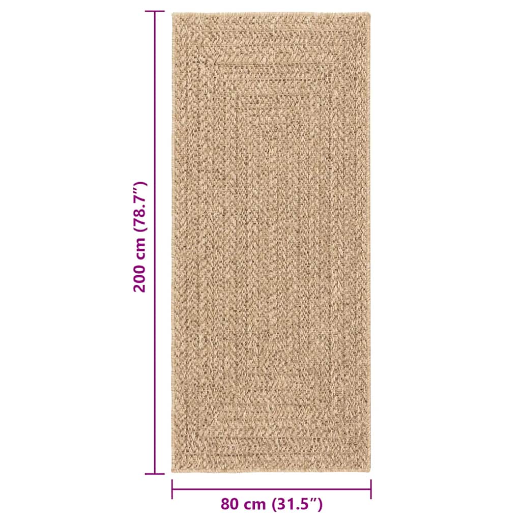 vidaXL Χαλί ZIZUR Όψη Γιούτας Εσωτ. & Εξωτ. Χώρου 80x200 εκ.