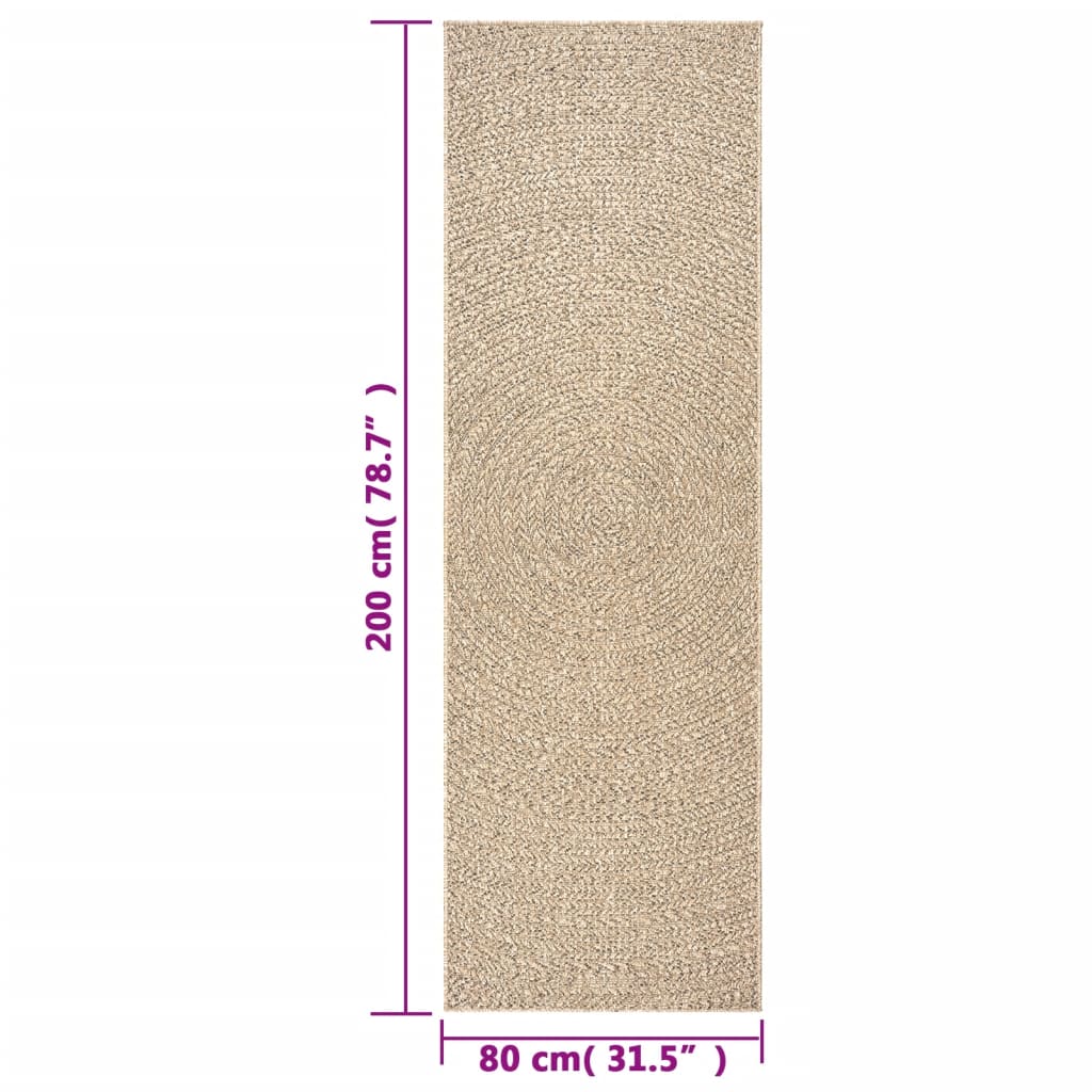 vidaXL Χαλί ZIZUR Όψη Γιούτας Εσωτ. & Εξωτ. Χώρου 80x200 εκ.