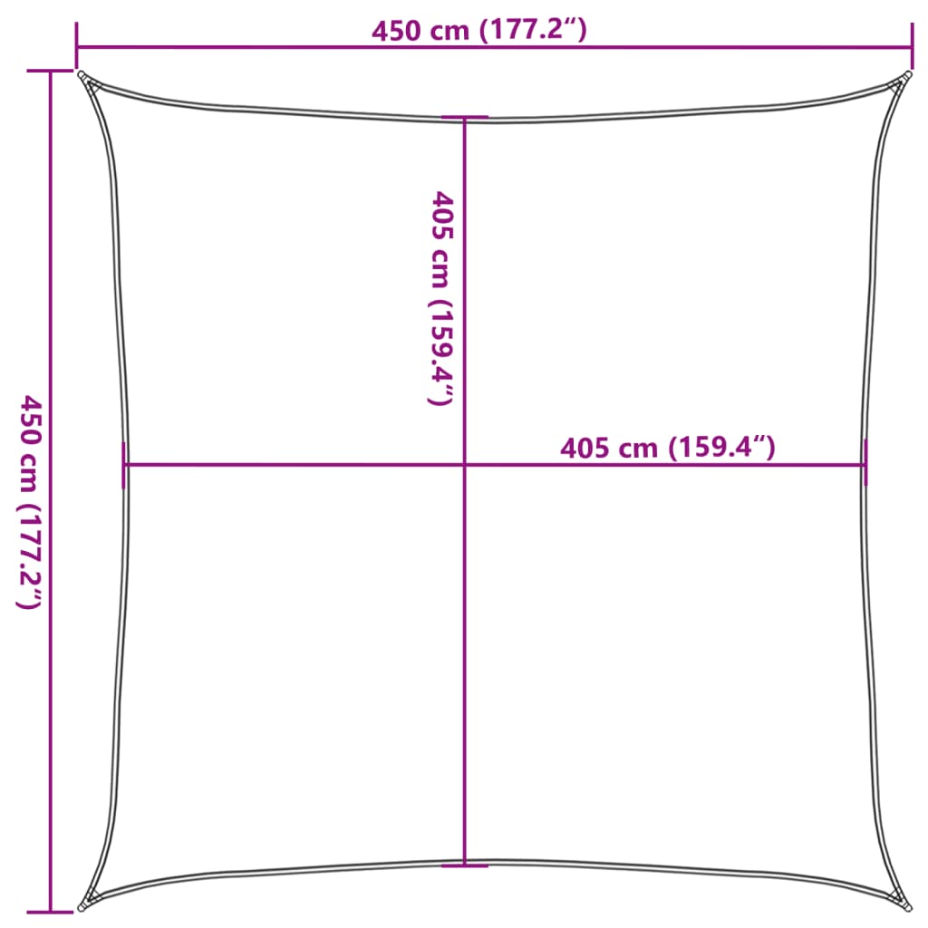 vidaXL Πανί Σκίασης Τετράγωνο Αν. Γκρι 4,5x4,5 μ. από HDPE 160 γρ./μ²