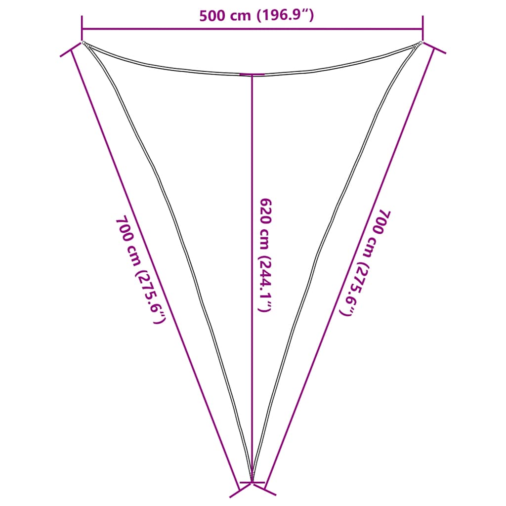 vidaXL Πανί Σκίασης 160 γρ./μ² Τριγωνικό Άμμος 5x7x7 μ. HDPE