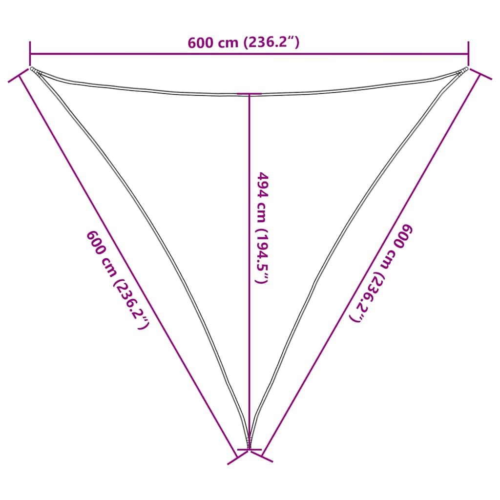 vidaXL Πανί Σκίασης 160 γρ./μ² Τριγωνικό Άμμος 6x6x6 μ. HDPE