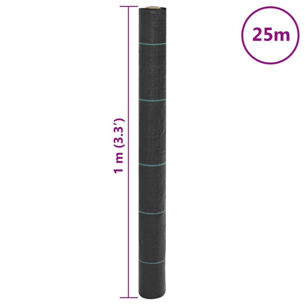 vidaXL Μεμβράνη Εδαφοκάλυψης Μαύρη 1x25 μ. από Πολυπροπυλένιο