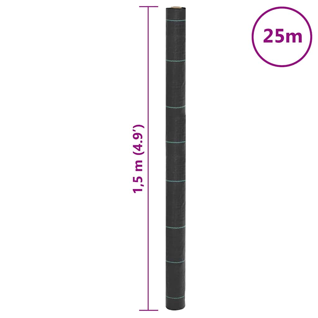 vidaXL Μεμβράνη Εδαφοκάλυψης Μαύρη 1,5x25 μ. από Πολυπροπυλένιο