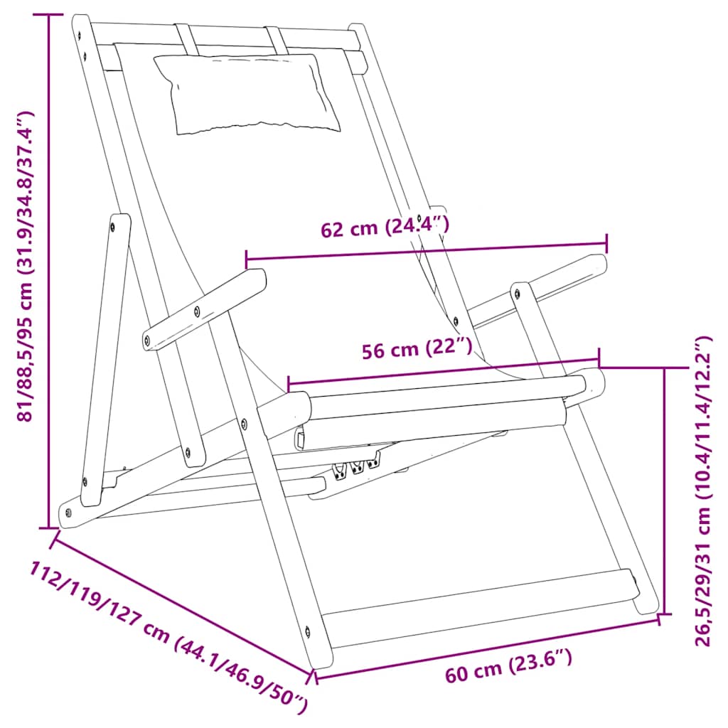 vidaXL Καρέκλες Παραλίας Πτυσσόμενες 2 τεμ. Κρεμ Υφασμάτινες