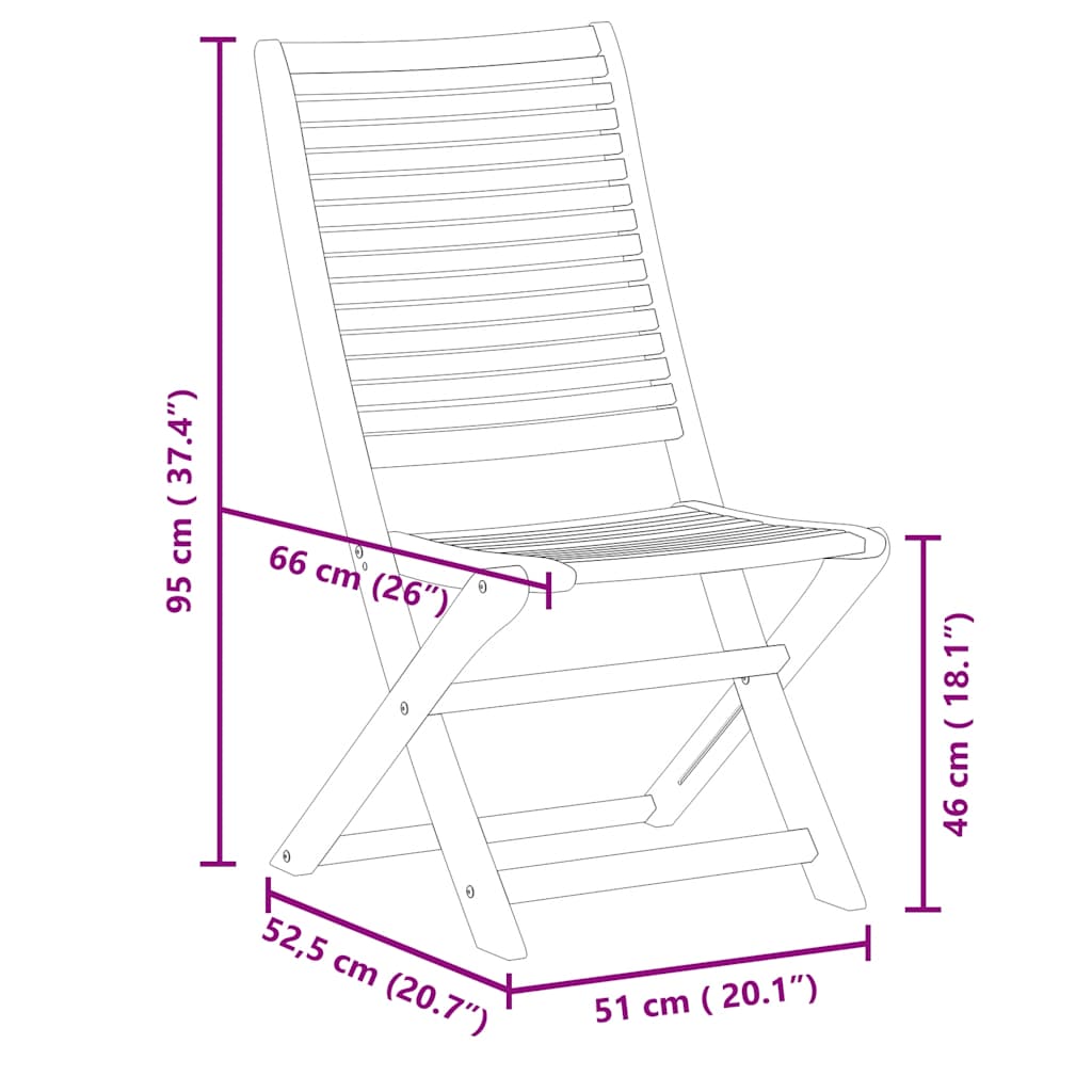 vidaXL Καρέκλες Κήπου Πτυσσόμενες 8 τεμ. 51x66x95 εκ. Μασίφ Ακακία