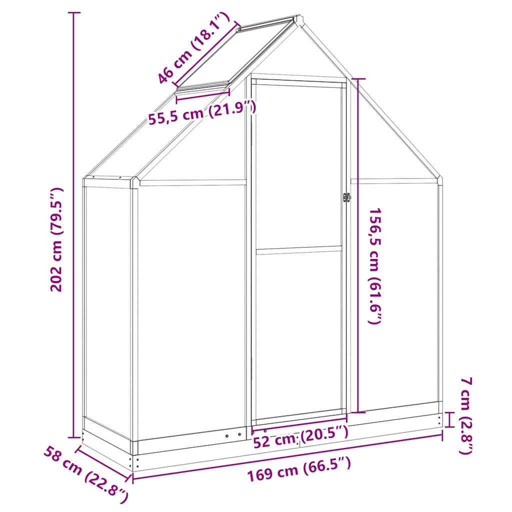 vidaXL Θερμοκήπιο με Πλαίσιο Βάσης Πράσινο 169x58x202 εκ. Αλουμίνιο