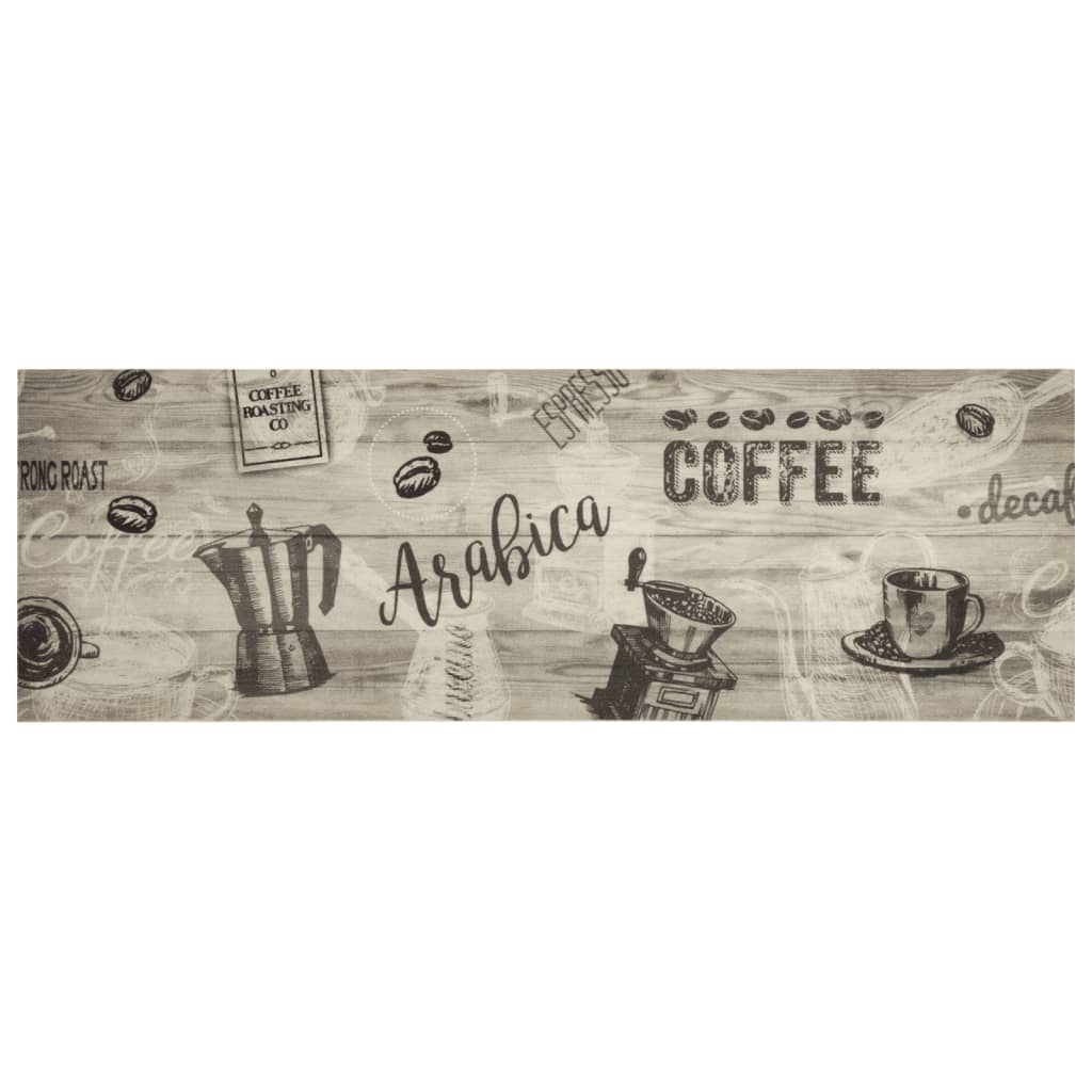 vidaXL Χαλί Κουζίνας Πλενόμενο Γκρι Επιγρ. Coffee 60x180 εκ. Βελούδο