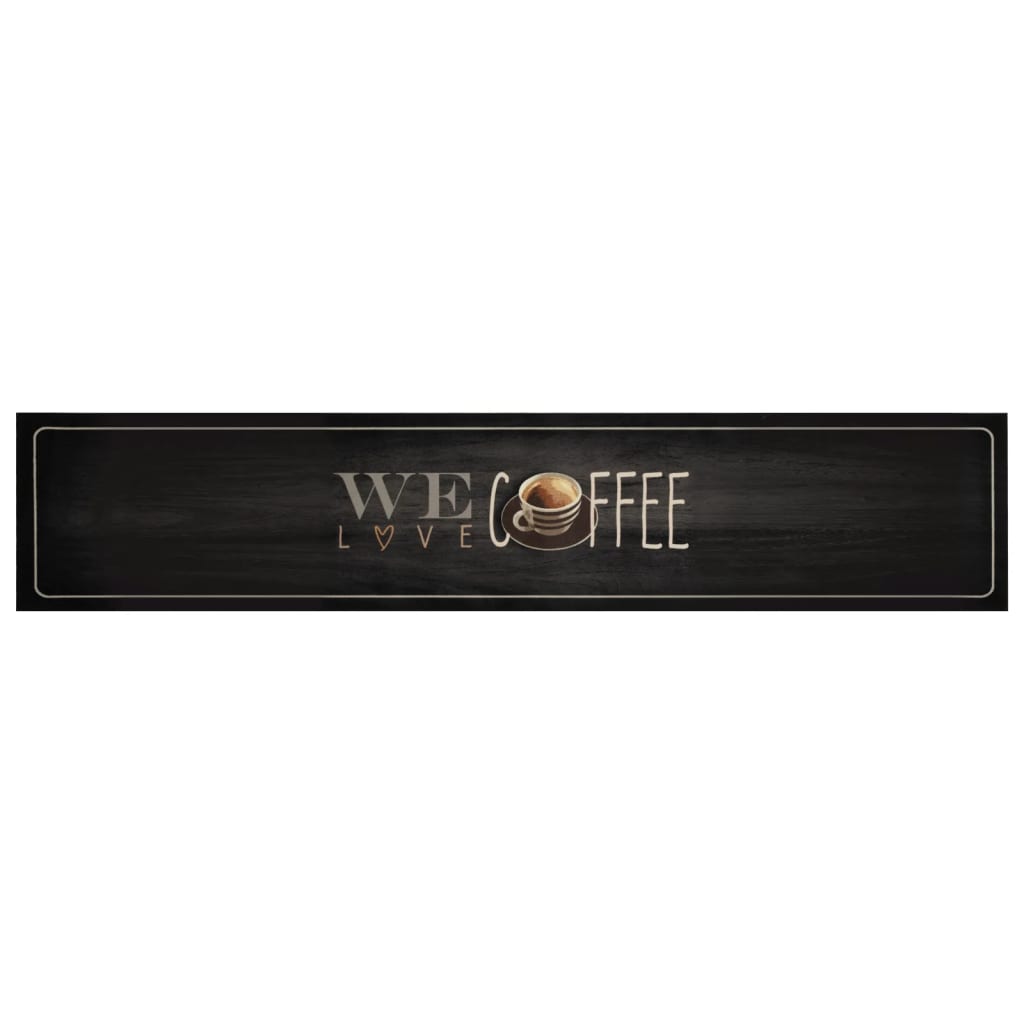 vidaXL Χαλί Κουζίνας Πλενόμενο Επιγραφή Coffee 60x300 εκ. Βελούδο