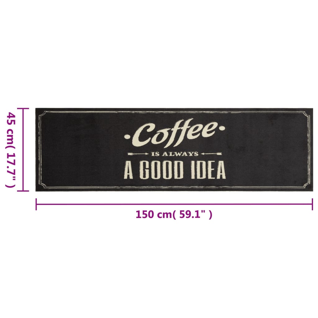 vidaXL Χαλί Κουζίνας Πλενόμενο Επιγραφή Coffee 45x150 εκ. Βελούδο