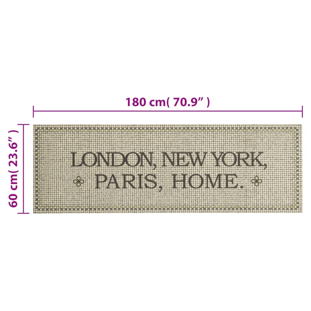 vidaXL Χαλί Κουζίνας Πλενόμενο Σχέδιο Capital Home 60x180 εκ. Βελούδο