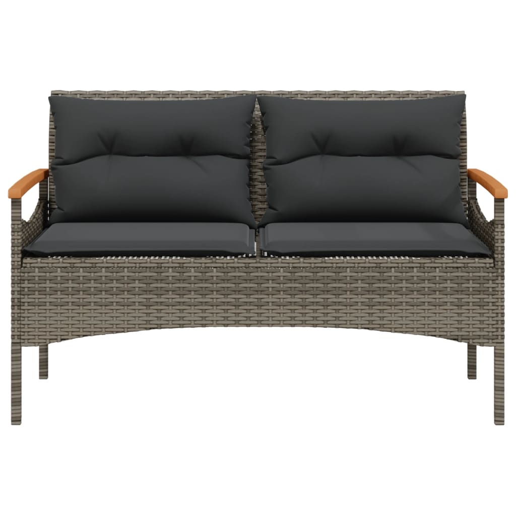 vidaXL Παγκάκι Κήπου Γκρι 116x62,5x74εκ. Συνθετικό Ρατάν με Μαξιλάρια