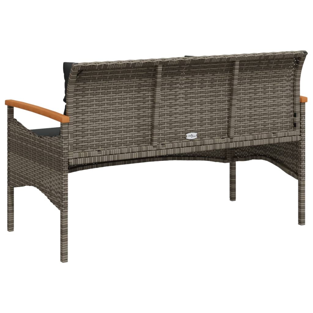 vidaXL Παγκάκι Κήπου Γκρι 116x62,5x74εκ. Συνθετικό Ρατάν με Μαξιλάρια