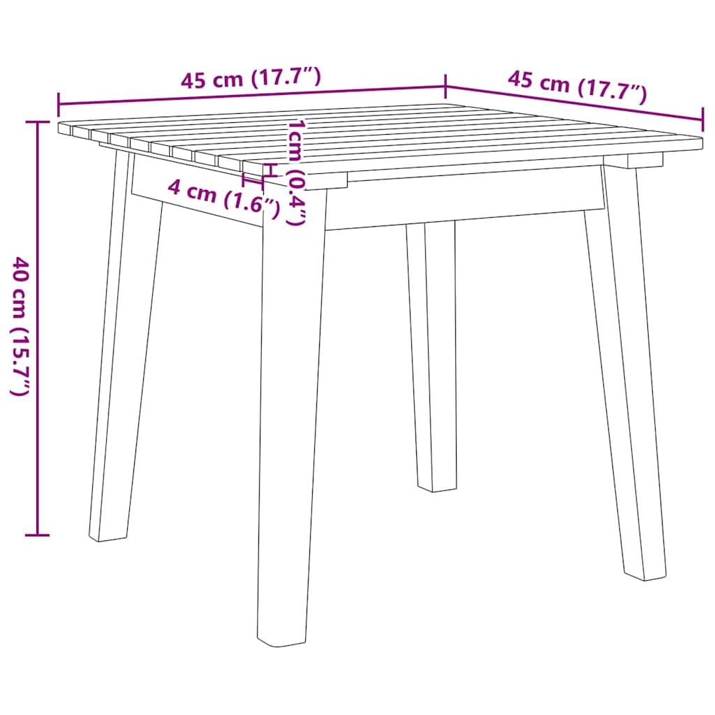 vidaXL Κήπου Καρέκλες με Τραπέζι 3 pcs Μαύρο 45 x 45 x 40 cm