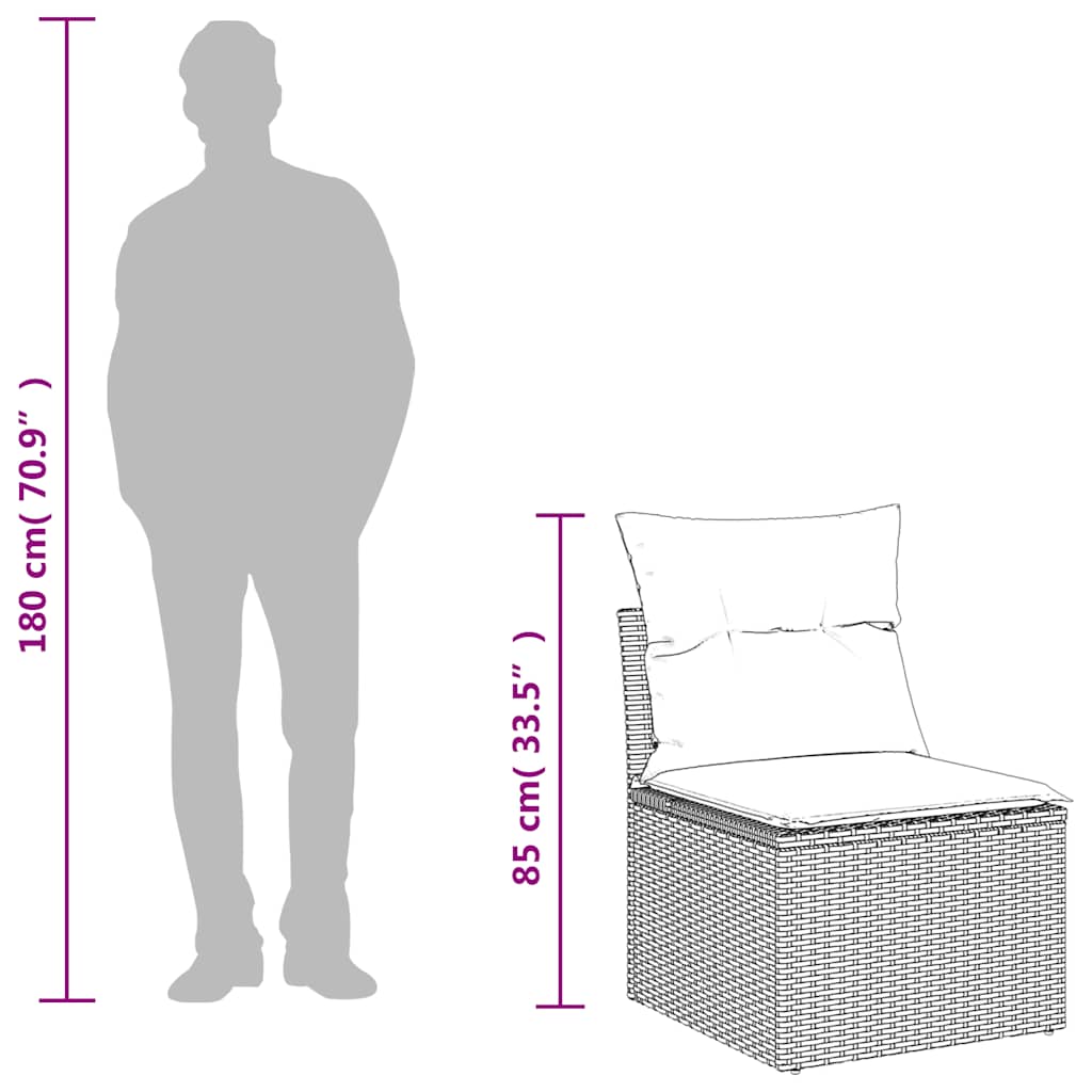 vidaXL Σετ Καναπέδων Κήπου 9 Τεμαχίων με Μαξιλάρια από Καφέ Συνθετικό Ρατάν